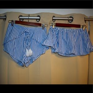 Blue and white striped co ord